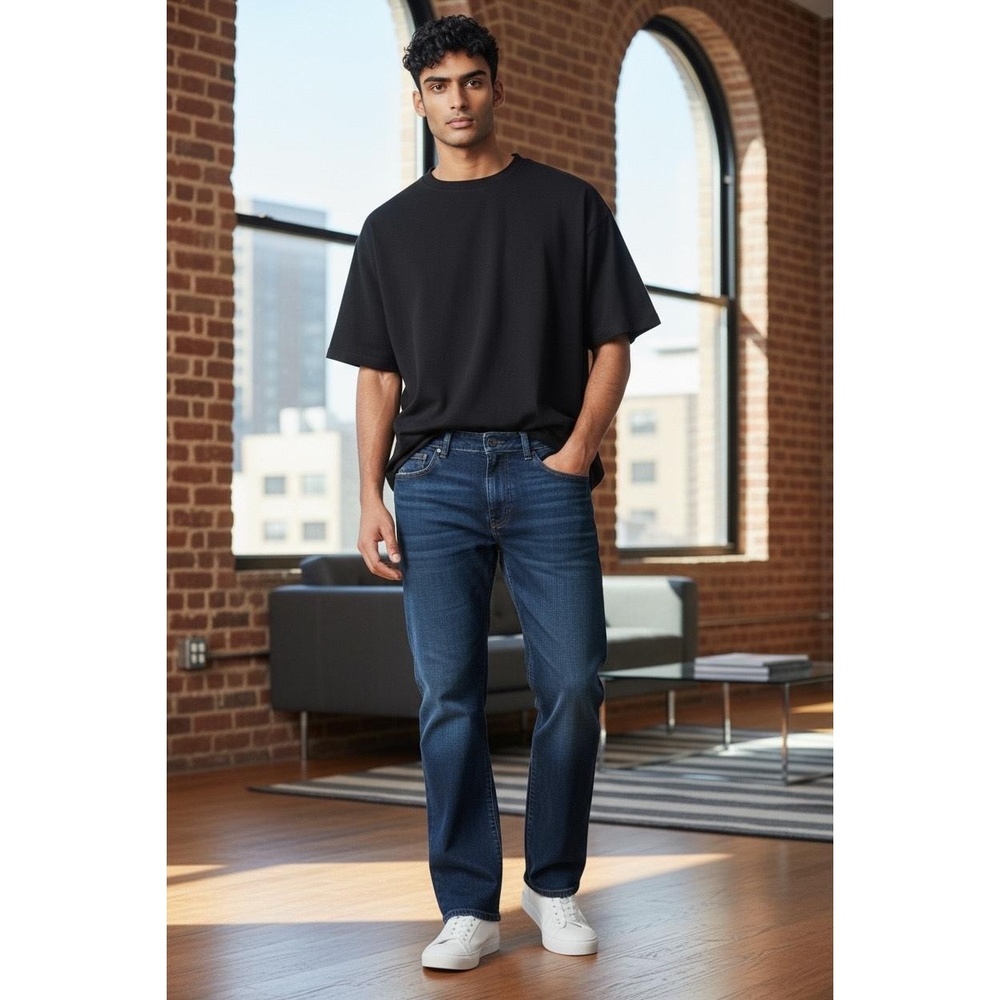 EXPRESS‎ Jeans Mens Dark Blue Loose Stretch Low Rise Boot Cut Retro Comfort